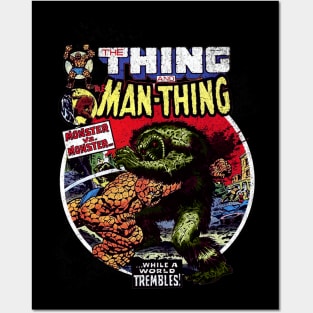 The Man Thing Monster versus Monster Fantastic Battle Posters and Art